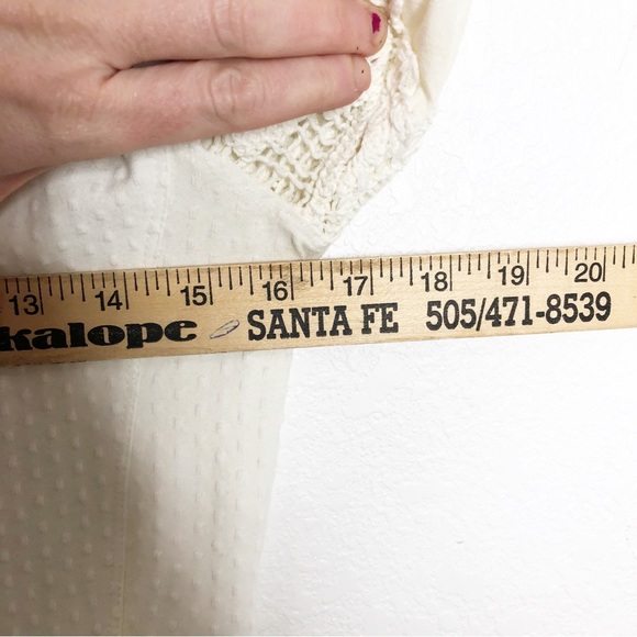 Free People Brunch Date Top 3/4 Lace Puff Sleeve Blouse Size Medium Revolve - Picture 14 of 16